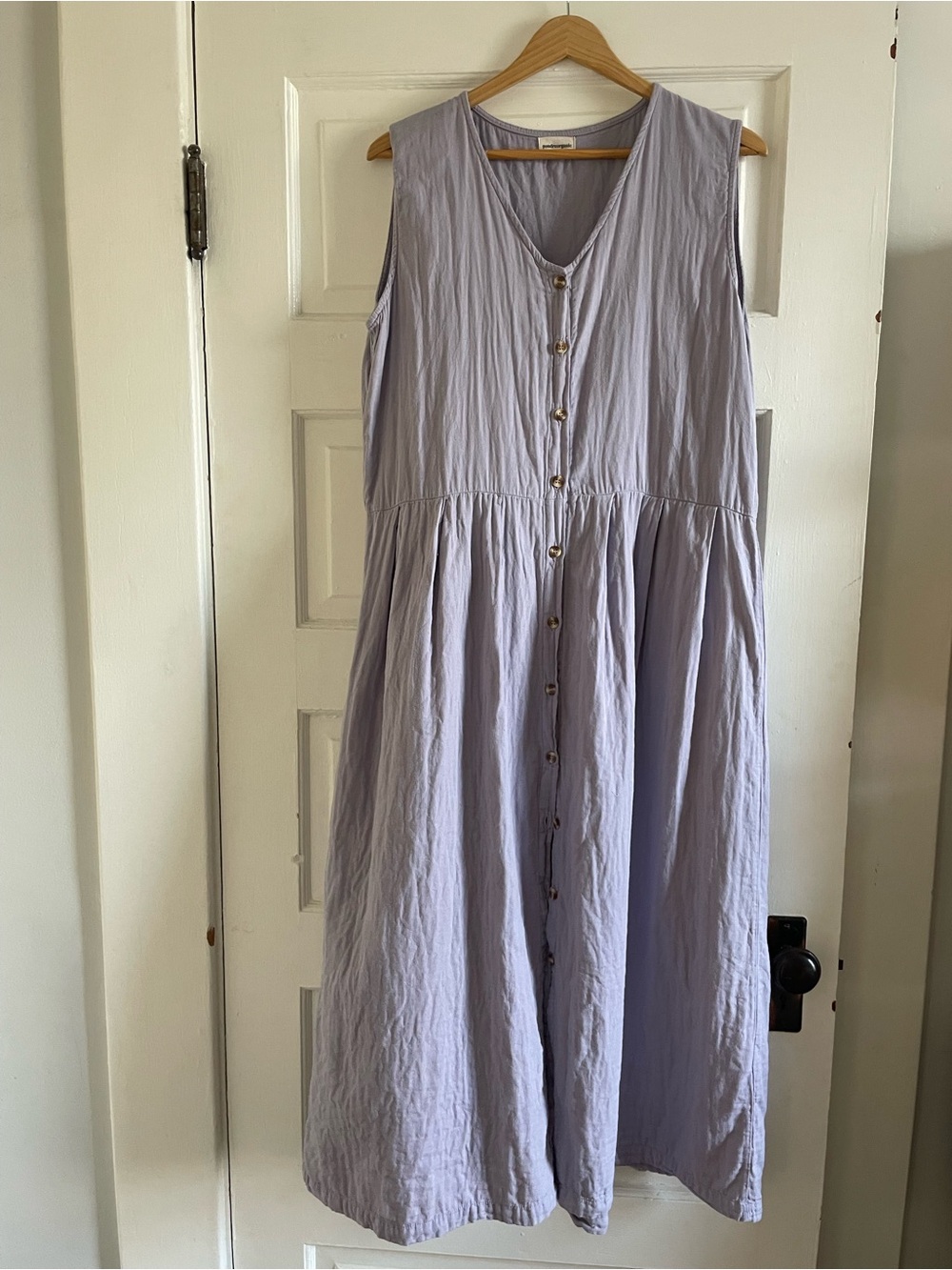 Poudre Organic Women’s Button-Front Midi Dress in Lavender size Large